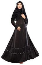 Stylish Plain Black Satin Lace Work Women