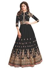 Women Stylish Black Color Georgette Embroidery Anarkali Dress