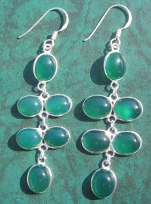 Green Onyx Silver Earring