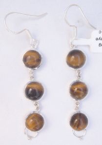 Tiger Eye Silver Earring