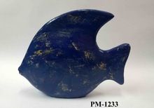 Recycled Paper Mache Blue Gold Finish Fish