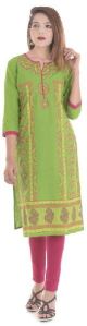 Green Colored Printed Design Casual wear women's Kurti kurta Dress