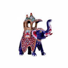 Hand carved ambawari design metal elephant