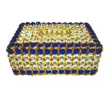 Elegant Gold and blue Crystal decorated Tissue box