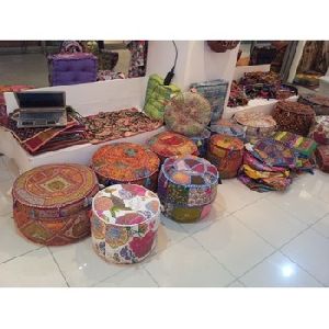 Old Sari Patchwork Poufs Ottomans