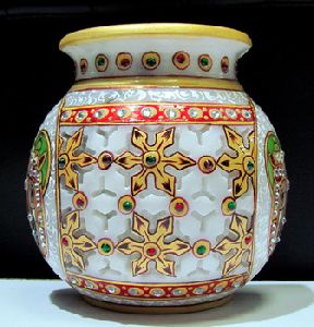 Marble Big Pot With Jewellery Painting