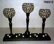 Aluminum And Glass Crystal tealight votive Candle Holder 3 candles