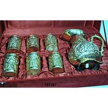 Brass Pitcher with Glass Set Silver Plated in Velvet Box for Corporate Gifts
