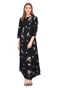Black Floral Printed Maxi Dress