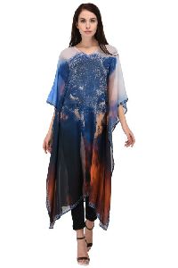 Blue Printed Beach Kaftan