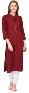 Maroon Plain Long Kurti