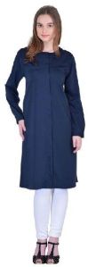 Navy Blue Long Sleeves Overcoat