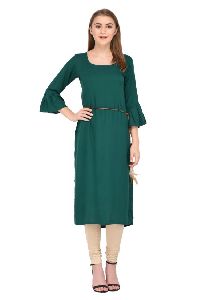 Peacock Green Plain Kurti