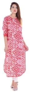 Pink Round Bottom Printed Kurti