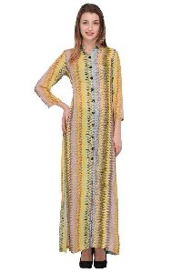 Yellow Printed Long Kurti