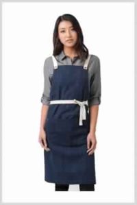 Denim Apron With Leather Strap