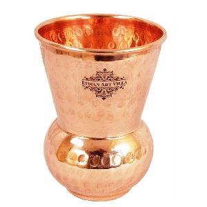 Copper Hammered Design Round Glass 300 ML