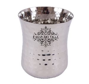 Steel Hammered Design Curved Glass Tumbler 350 ML