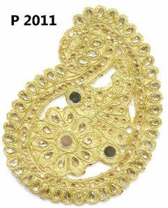 Gold Zari Embroidery Patches and Neck patch