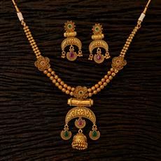 Antique Classic Necklace With Matte Gold Plating