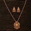 Antique Temple Pendant Set With Matte Gold Plating