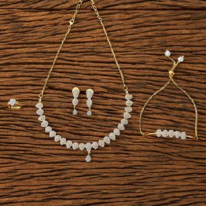 CZ Combo Necklace sets with 2 tone plating 62776 White