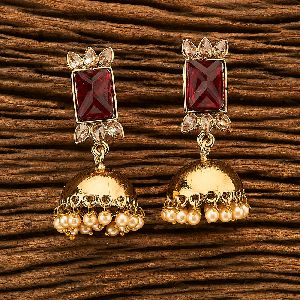 Indo Western Jhumkis with mehndi plating 9493 Maroon