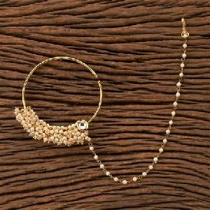 Kundan Classic Nose Ring With Gold Plating