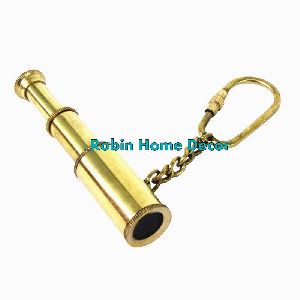 SOLID BRASS MINIATURE FUNCTIONAL COLLAPSIBLE TELESCOPE KEYCHAIN SPYGLASS SCOPE