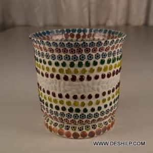 FLOWER MOSAIC VOTIVE VASE