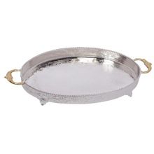 Oval Shape Engraved Silver Plated Tray