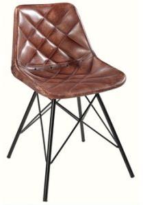 Industrial Giron Iron Dark Brown leather Dining Chair