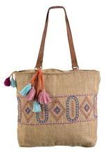 Logo Burlap Shopping Bag