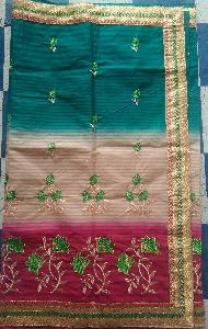Cotton Border Embroidered Saree