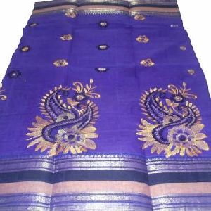 Handloom Cotton Tant Embroidered Saree