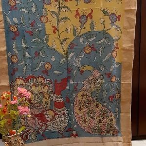 elegant Tussar Silk Hand painted kalamkari Sarees