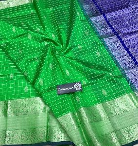 Kuppadam Pattu Sarees with Kanjeevaram Borders and Silver Jari