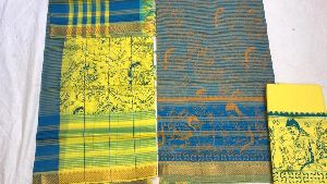 mangalagiri hand printed pattu dress materials