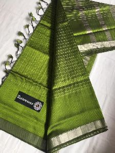 Mangalagiri Handloom Cotton Silk Silver Jari Checks Sarees