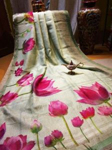 pure Silk munga digital printed sarees