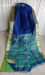 SILK BY LINEN JAMDANI WITH RESHAM SILK PALLU and Blouse piece