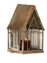 Metallic house shape candle lanterns