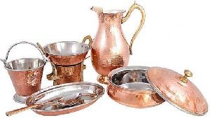 Brown Copper Steel Dinner Set