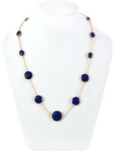 LAPIS STUDD STERLING SILVER BEZAL STYLE NECKLACE