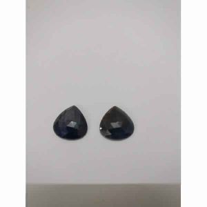 NATURAL BLUE SAPPHIRE GEMSTONE PAIR HEART SHAPE ROSE CUT STONES