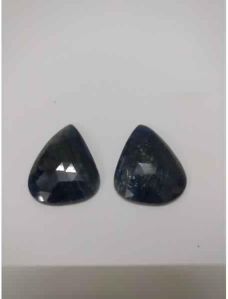 NATURAL BLUE SAPPHIRE GEMSTONE PAIR PEAR SHAPE ROSE CUT STONES