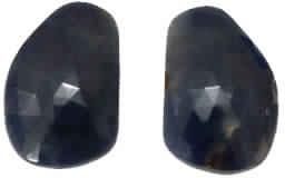 NATURAL BLUE SAPPHIRE GEMSTONE PAIR UNUSUAL SHAPE ROSE CUT STONES