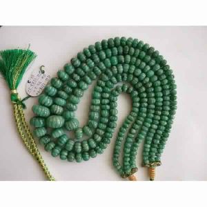 NATURAL EMERALD GEMSTONE MELON CUT MELON ROUNDEL BEADS NECKLACE