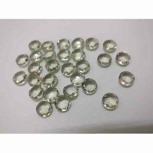 NATURAL GREEN AMETHYST ROUND SHAPE BOTH SIDE CHEKAR CUT STONES