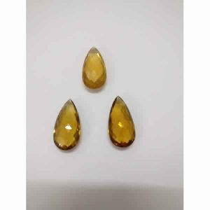 NATURAL HONEY QUARTZ GEMSTONE PEAR SHAPE BOTH SIDE CHEKAR CUT STONES